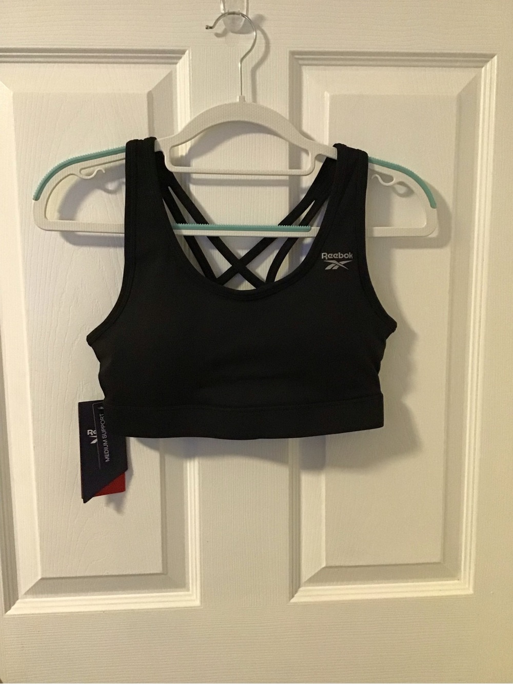 NWT!  Reebok Black Strappy Cross-Back Sports Bra